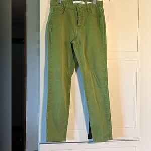 Jones New York Jeans, green, soho ankle, embellished back pockets, zip fly, sz 4